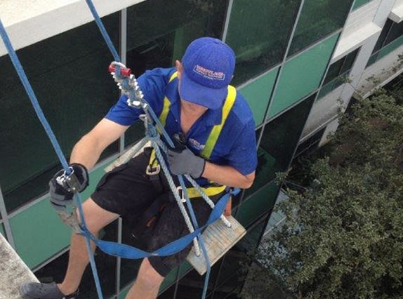 our team, high-story window cleaning